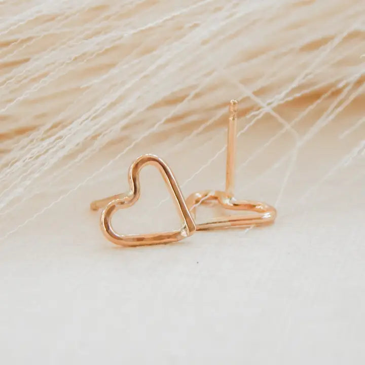 Heart Post Earrings - Dainty Gold & Silver Stud Earrings for Women, Girls | Perfect for Valentine's Day, Anniversary Gifts, Everyday Wear