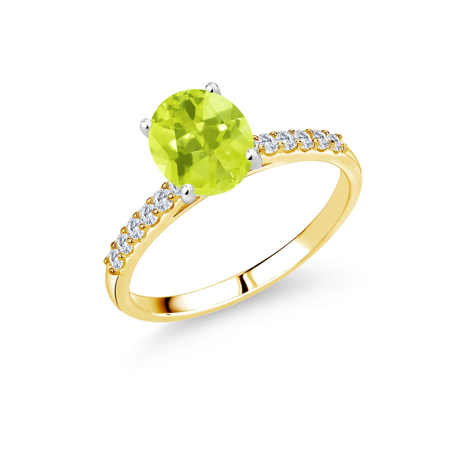 2.18Ct Lab-Grown Lemon Quartz & Diamond Ring in 10K Gold for Elegant Occasions