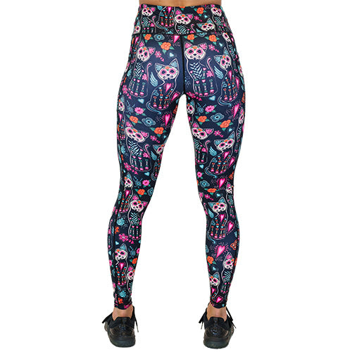 Spookitty Halloween Cat Print Leggings - Cute & Comfortable Women's Yoga Pants for Costume Party, Cosplay & Everyday Wear