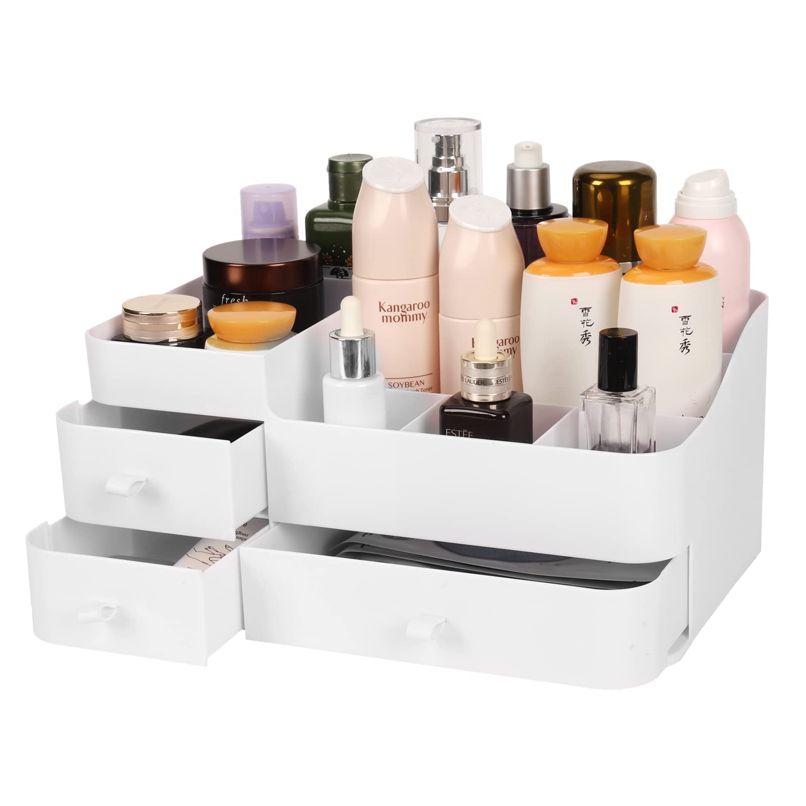BTremary Makeup Organizer with Drawers - Cosmetic Storage Box for Vanity, Bedroom & Bathroom Countertop Organizer - Perfect for Makeup Brushes, Lipsticks & Skincare Products