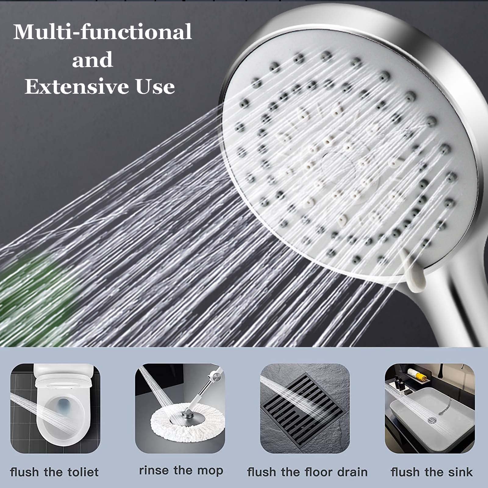 High Pressure Shower Head with Handheld - 5 Spray Settings Detachable Spa Showerhead for Relaxing Massage (Chrome) | Perfect for Bathroom Upgrade & Water Saving