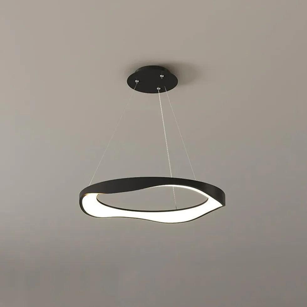 Modern Ring Shaped Metal Acrylic LED Pendant Light for Living Room - Dimmable Hanging Ceiling Lamp for Dining Room, Bedroom, Kitchen & Office Lighting