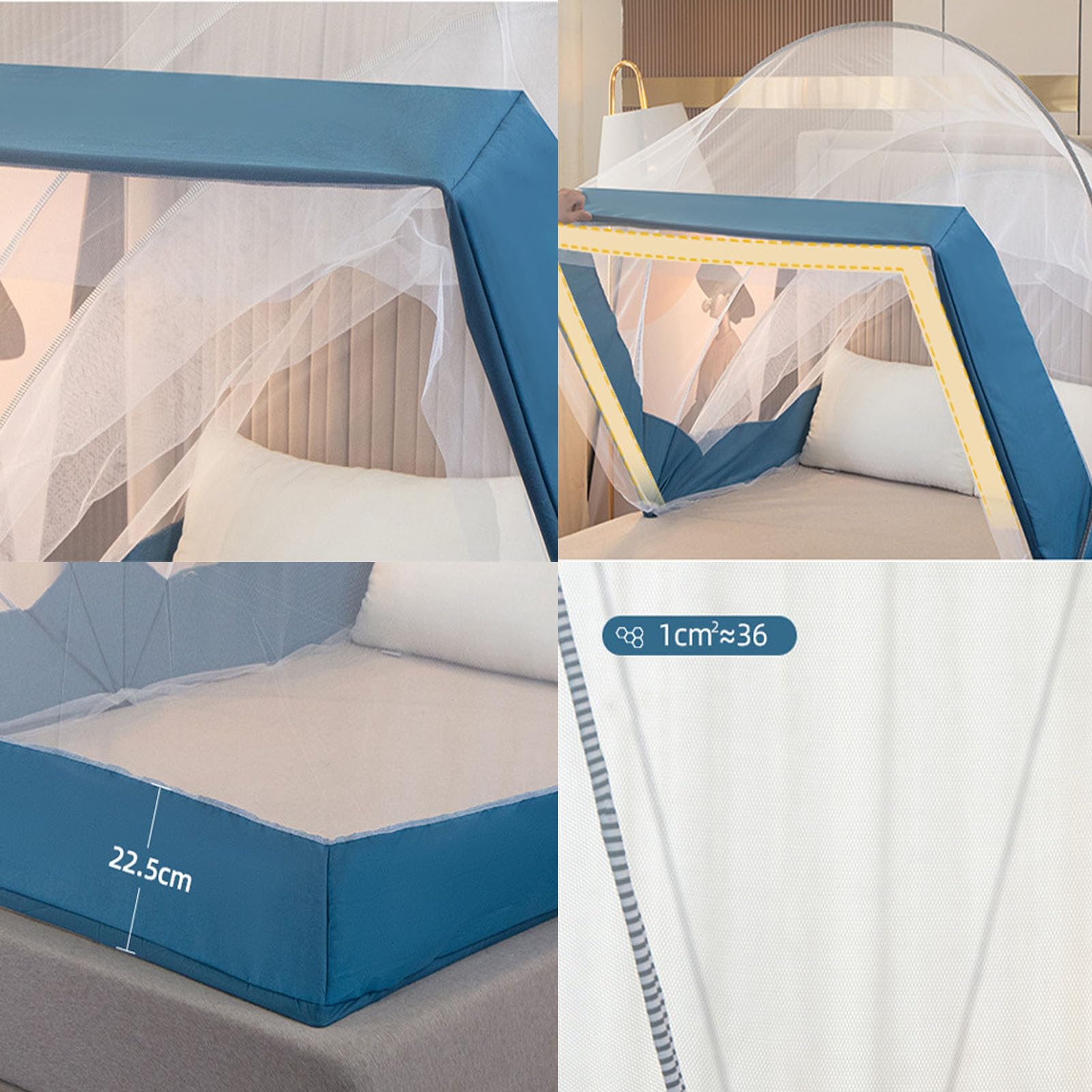 Portable Pop Up Mosquito Net Tent with Bottom - Foldable Canopy Bed Tent for Camping, Travel & Outdoor Protection