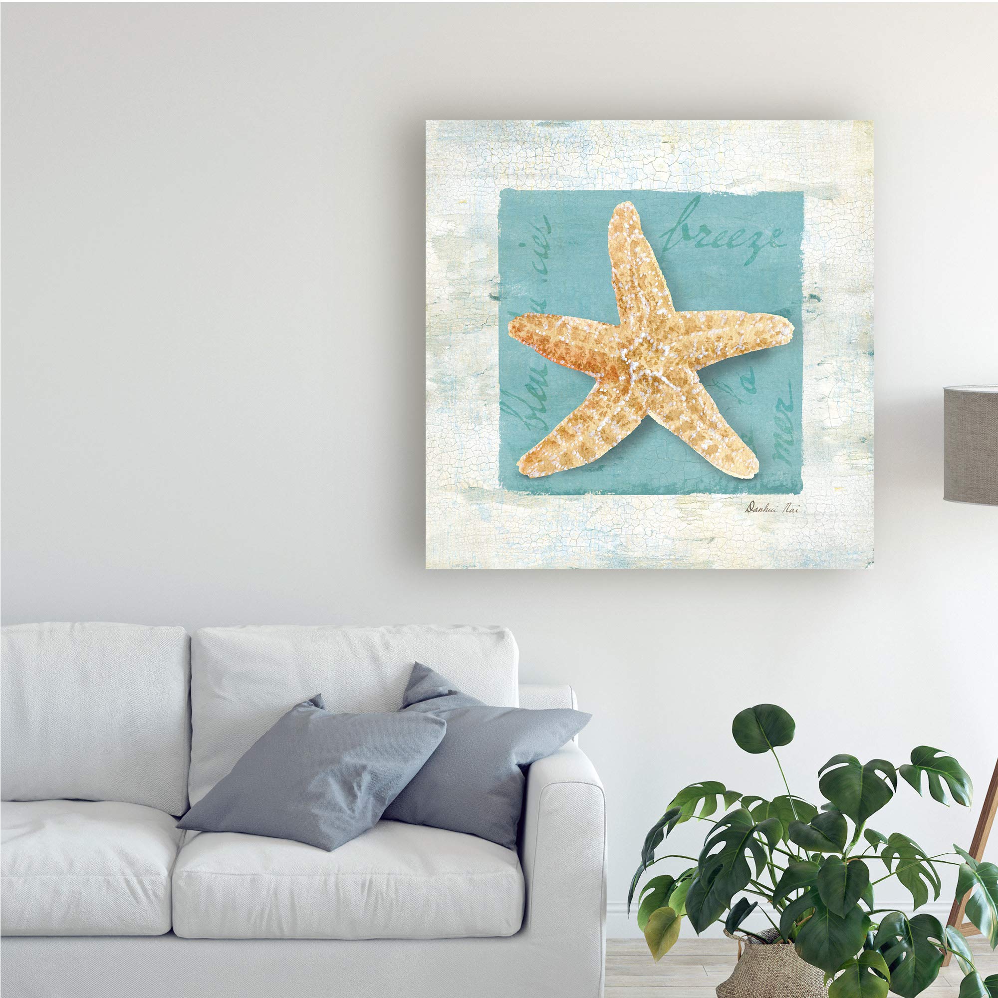 Trademark Fine Art - Danhui Nai Shades of Blue II 18x18 Canvas Wall Art - Modern Abstract Painting for Living Room, Bedroom & Office Decor