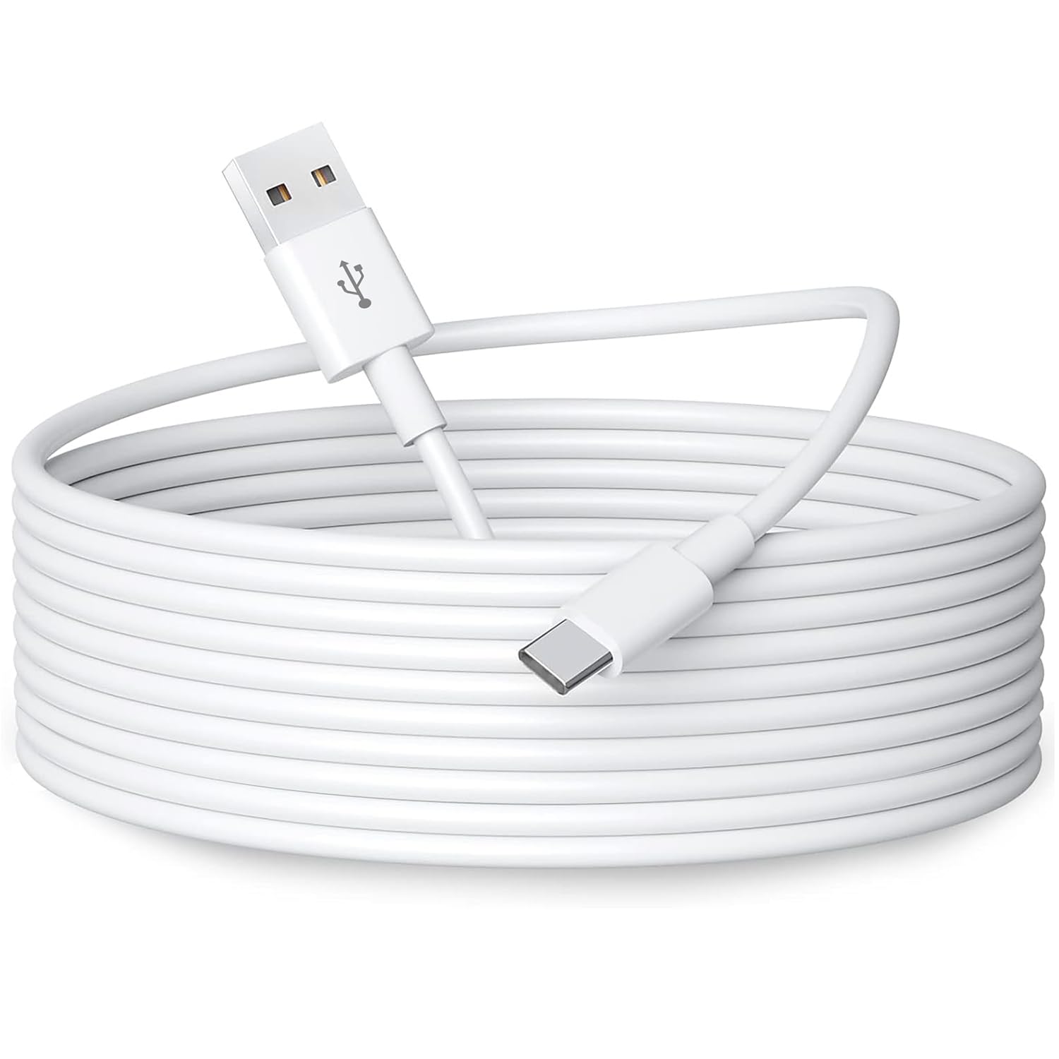 OXZEEWEE 5M USB C Power Extension Cable - USB A to USB C Fast Charging & Data Sync Cord for Home Security Cameras, Smartphones, Tablets - Durable White Cable for Home & Office Use