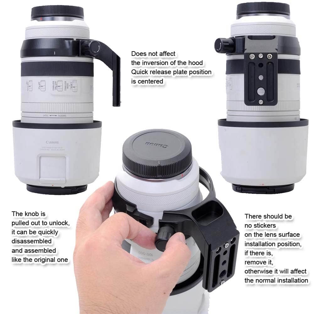 iShoot Metal Tripod Mount Ring Lens Collar for Canon RF 100-500mm f/4.5-7.1L - Arca-Swiss Quick Release Plate Compatible Lens Support Bracket - Perfect for Wildlife & Sports Photography