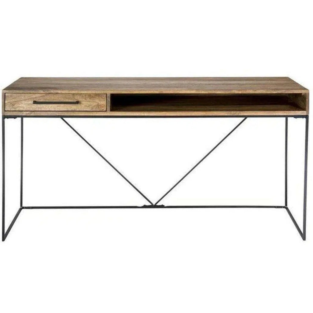 60 Inch Scandinavian Natural Wood Desk - Modern Home Office & Study Desk for Work, Gaming & Writing - Durable & Stylish Workspace Solution