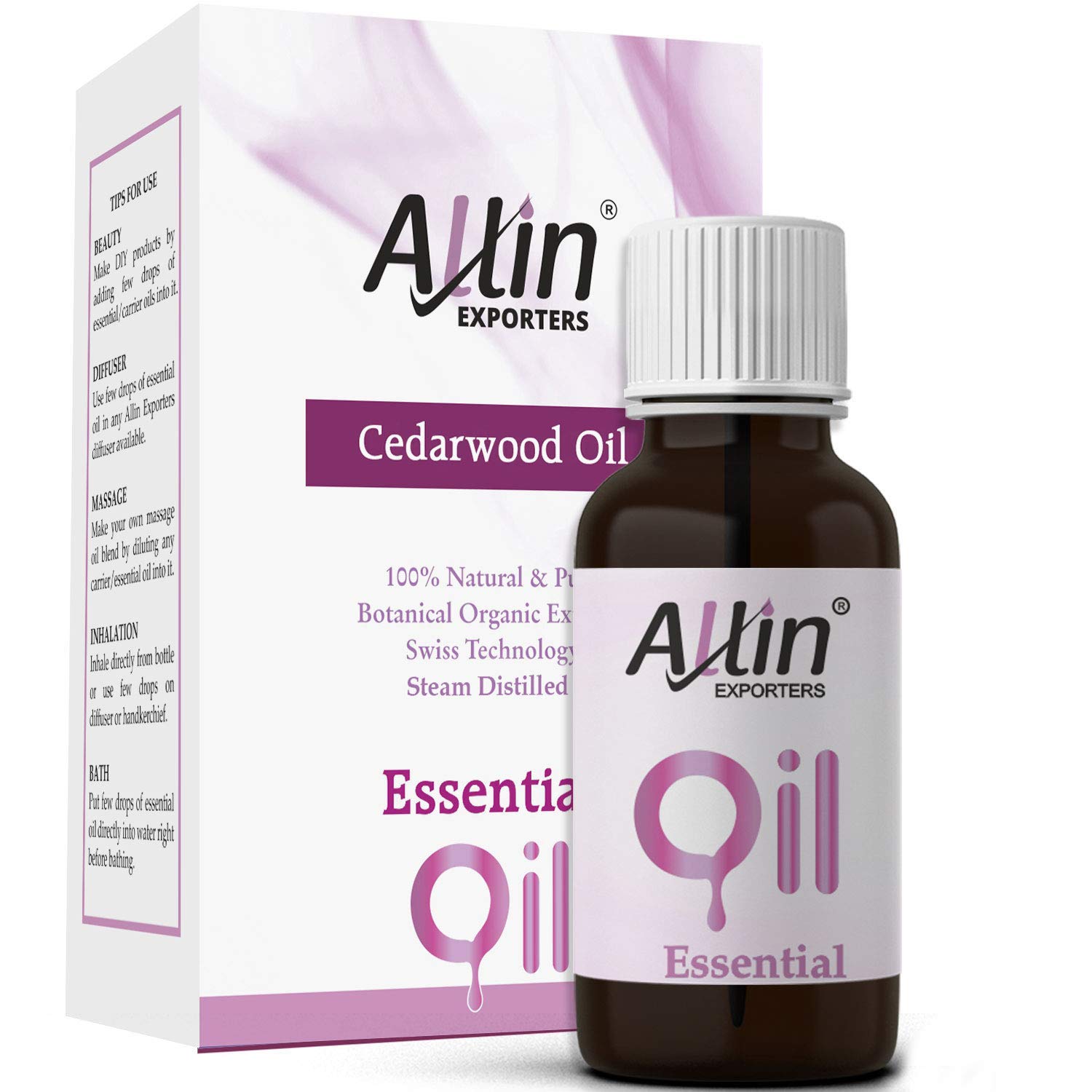 Pure Cedarwood Essential Oil 15ml - 100% Natural & Therapeutic Grade for Aromatherapy, Relaxation & Skin Care | Allin Exporters