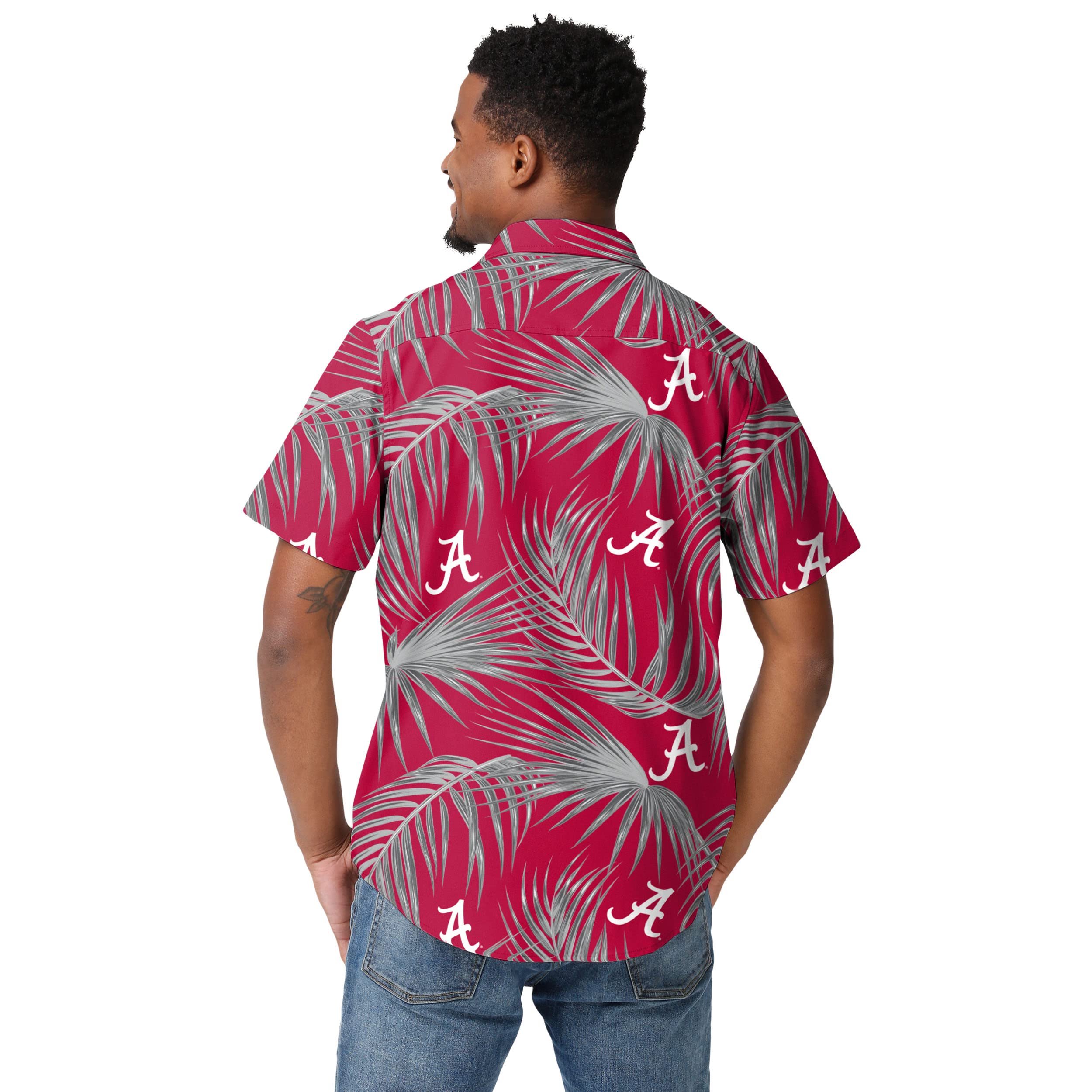 FOCO Men's Floral Print Hawaiian Shirt - Casual Short Sleeve Button Down for Summer Beach Vacation & Tropical Party Wear