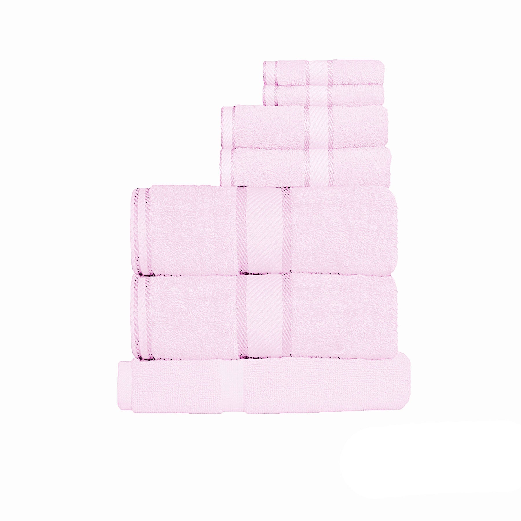 Premium 550gsm Cotton 7-Piece Towel Set in Soft Baby Pink - Ultra Absorbent Bath & Beach Towels for Spa, Pool, and Luxury Home Use