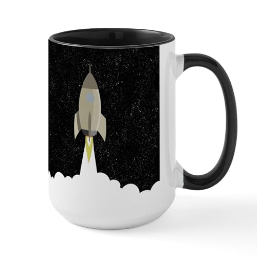 White/Black Inside - Rocket Blast Off Mugs