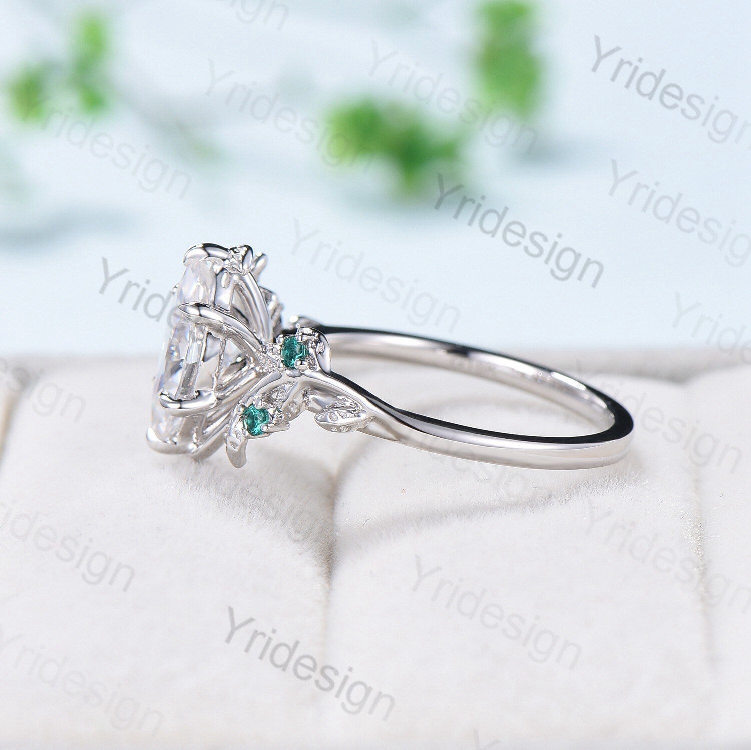 Vintage Moissanite Engagement Ring for Women - Marquise Cut Twig Leaf Cluster Wedding Band, Emerald Inspired Branch Ring | Perfect for Proposals, Anniversaries & Special Occasions