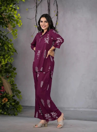 Maroon Serene Slumber Co-Ord Set - Soft Lounge Pajama Set for Women | Perfect for Sleepwear, Relaxing at Home & Cozy Nights