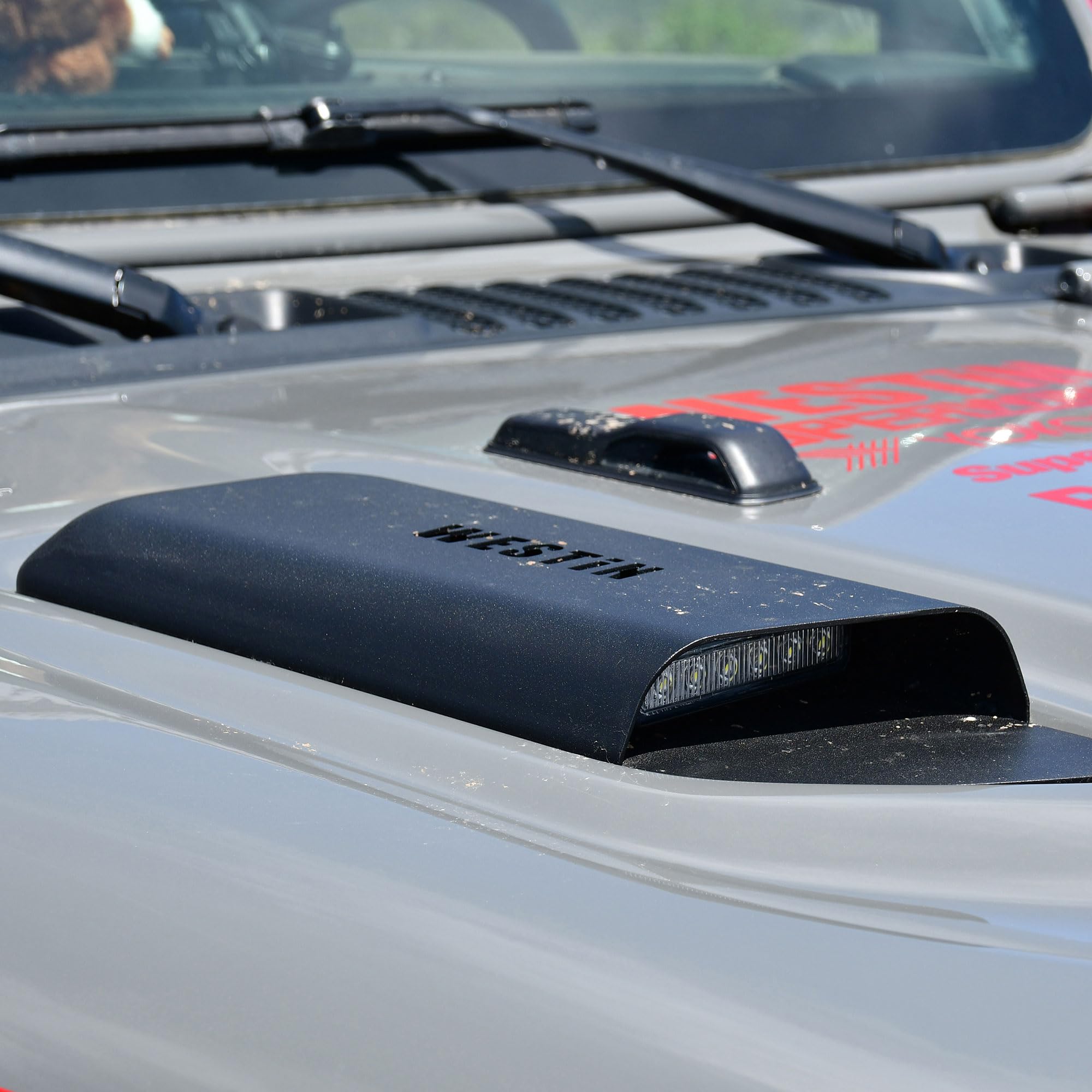 Westin 62-41115 LED Hood Scoops for 2018-2025 Jeep Wrangler JL & Gladiator - Compatible with 2-Door/4-Door Models (Excludes Sport, Sport S, Sahara, Overland, North Edition) - Off-Road Lighting Upgrade for Enhanced Visibility & Style