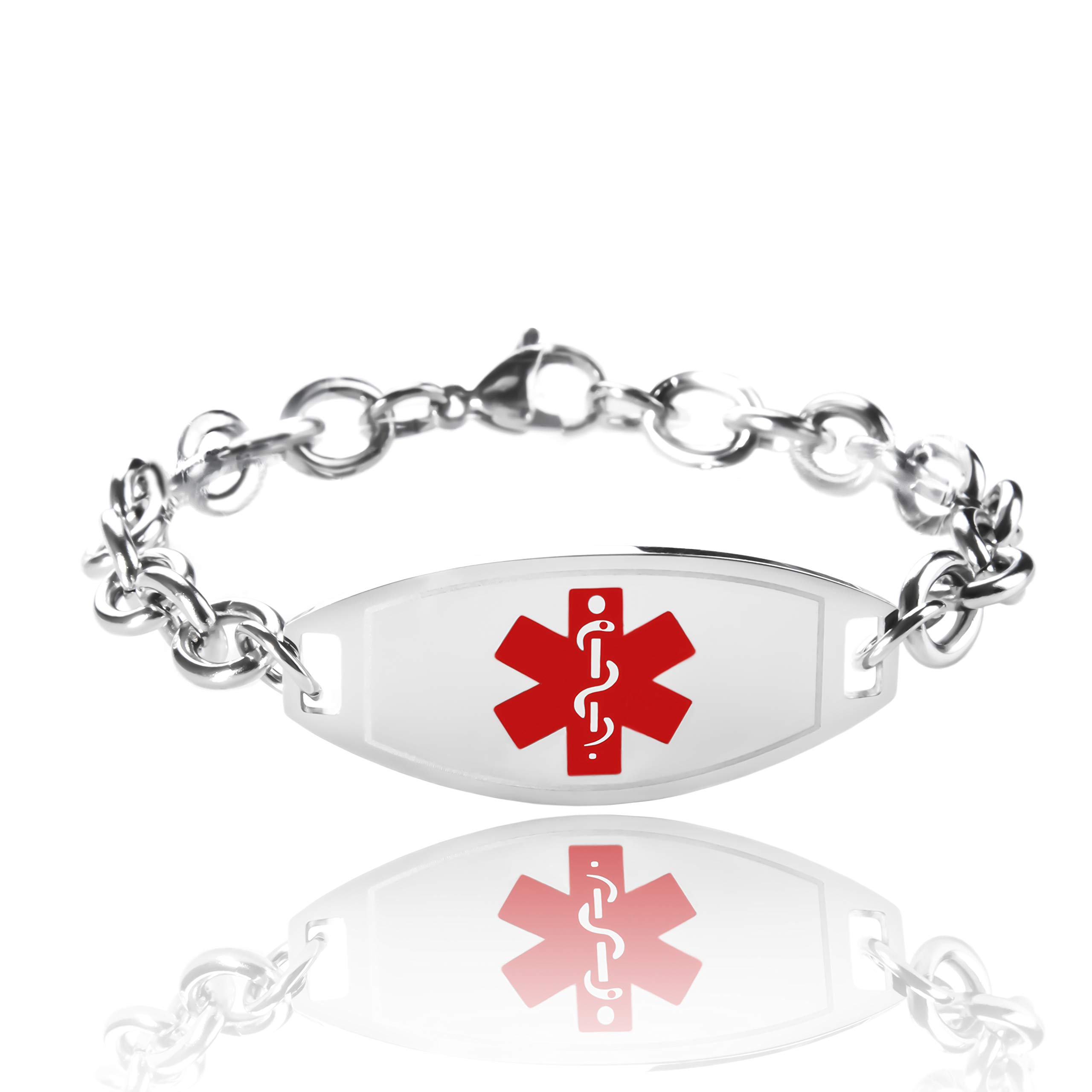 Custom Engraved Medical ID Bracelet for Men & Women - Stainless Steel Emergency Alert Bracelet with Free Engraving - Perfect for Diabetes, Allergies & Medical Conditions