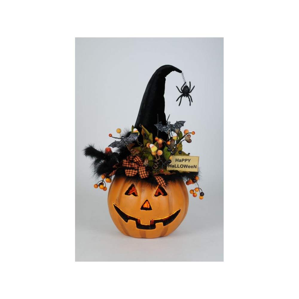 Karen Didion 22-Inch Lighted Fiber Optic Pumpkin Decor for Halloween, Fall, Thanksgiving | Indoor/Outdoor Home & Garden Decoration HA016