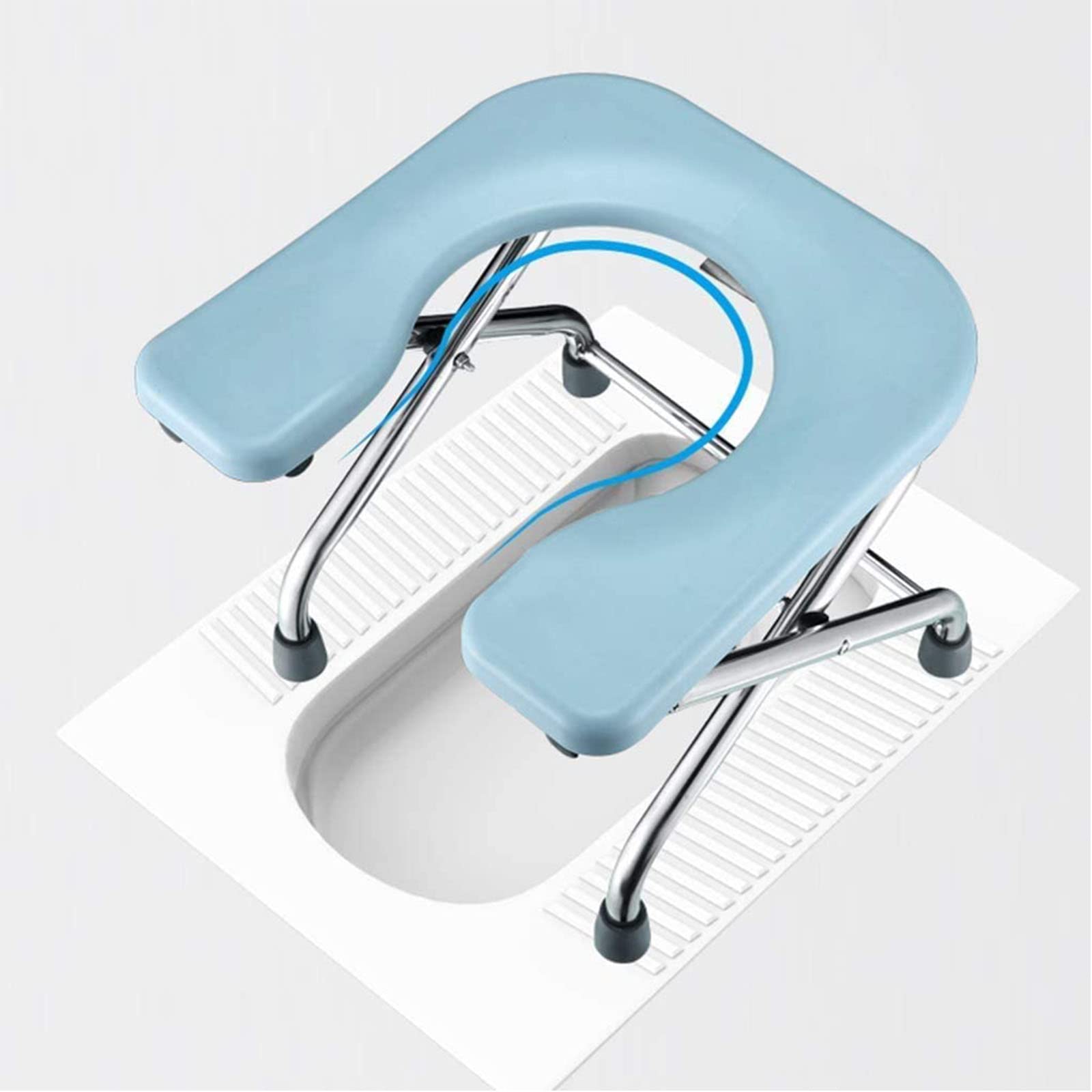 Foldable Portable Toilet Chair for Camping & Hiking - U-Shaped Stainless Steel Stool with 17