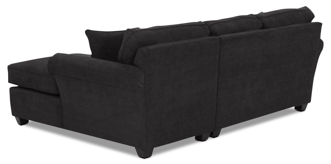 Althea 2-Piece Sectional Sofa with Right Facing Chaise Lounge - Modern Black Fabric Living Room Furniture for Small Spaces & Apartments