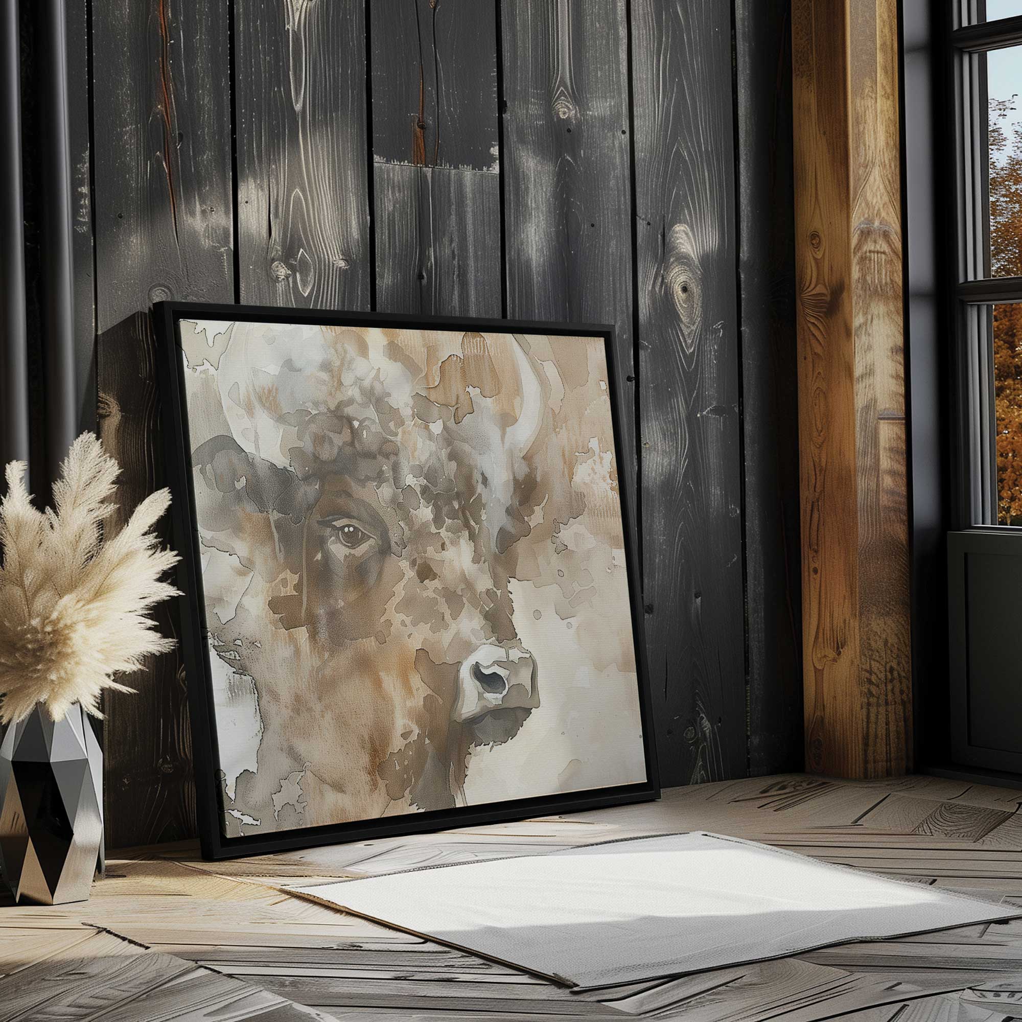Abstract Buffalo Portrait II Canvas Print - Modern Wall Art for Living Room, Bedroom & Office Decor