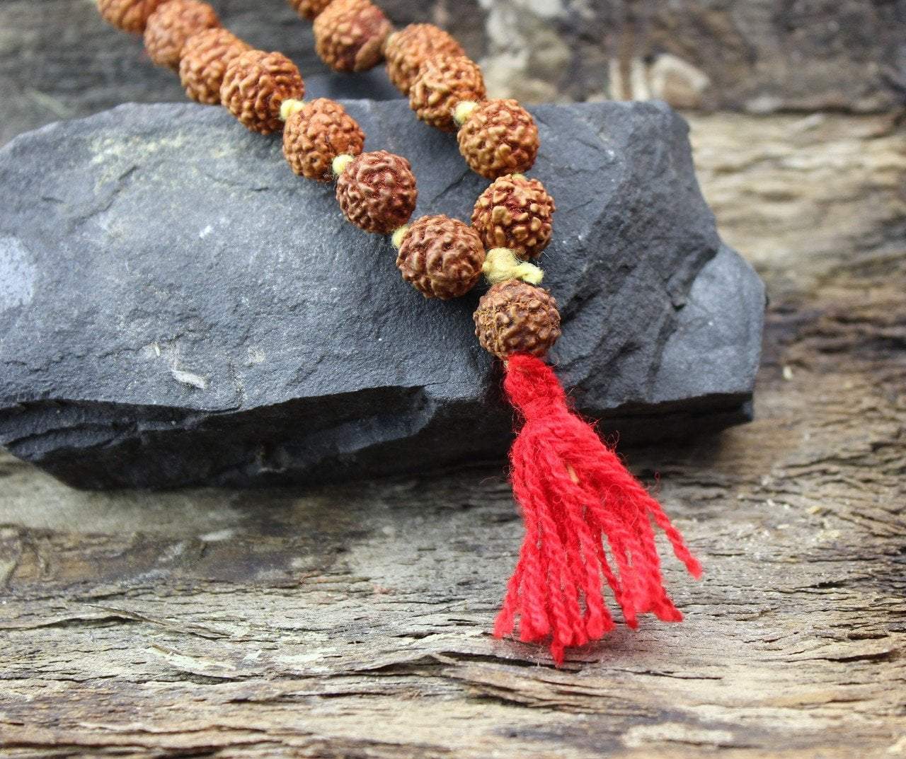 9mm Rudraksha Bead Knotted Mala - Authentic Hindu Prayer Beads for Meditation, Yoga & Spiritual Protection | Handmade Buddhist Necklace for Stress Relief & Positive Energy