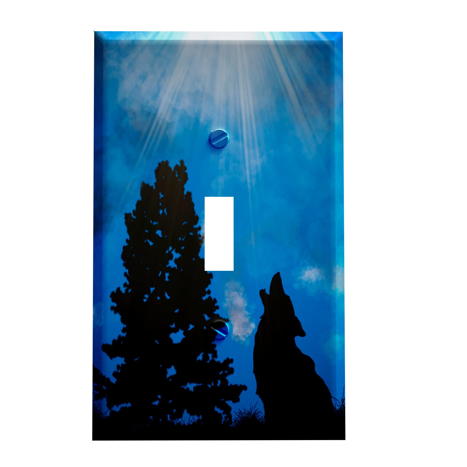 Moonbeam Wolf Switch Plate Cover - Decorative Light Switch Cover for Home Decor, Bedroom, Living Room, Nursery - Unique Animal Design for Wall Plates (Wolf Theme)