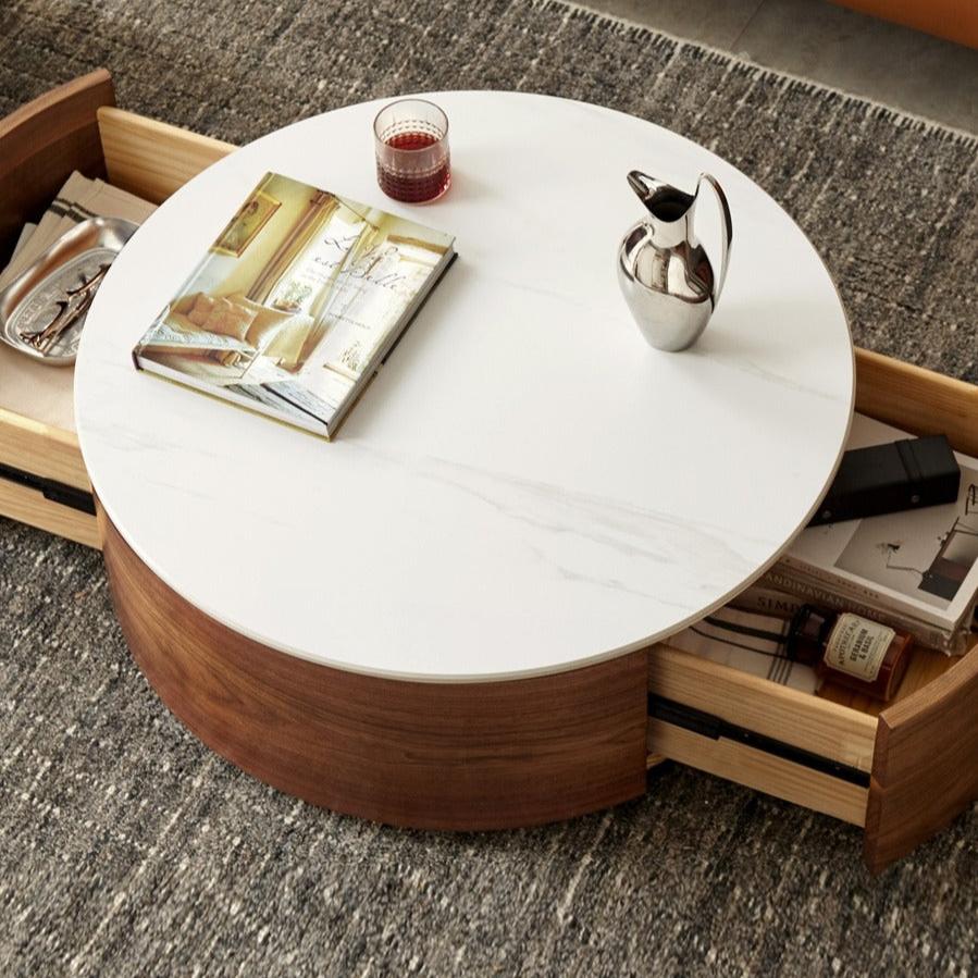 Handcrafted Black Walnut Coffee Table with Natural Slate Top - Perfect for Living Room, Lounge & Modern Home Decor