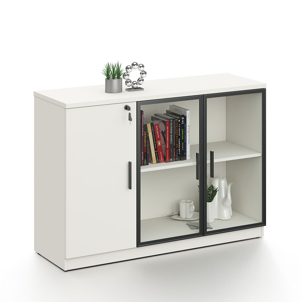 Aspen 120cm White & Black Credenza Cabinet - Modern TV Stand with Storage for Living Room, Bedroom, or Office