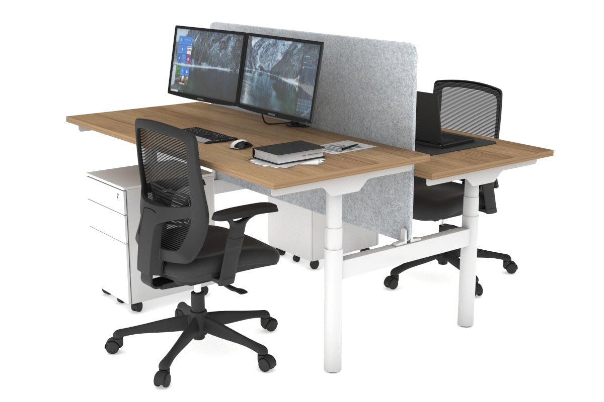 Flexi Premium Height Adjustable 2-Person H Bench Workstation - White Frame [1800L x 700W] - Ideal for Office, Home Workspace & Collaborative Environments