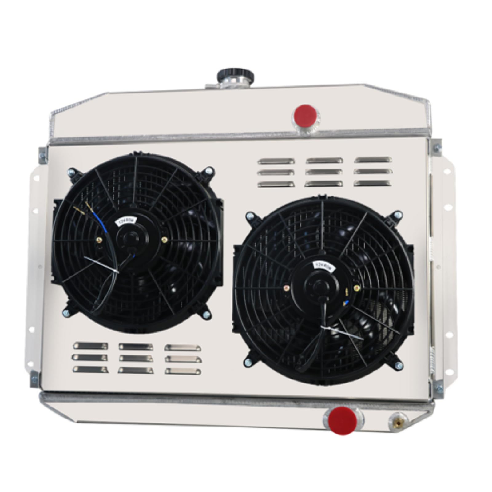 1961-1964 Ford F100 F250 F350 Pickup Truck 3 Row Aluminum Radiator with Shroud & Fan Relay - Heavy Duty Cooling System for 6 Cylinder L6 & V8 Engines - Perfect for Restoration Projects & Hot Weather Performance