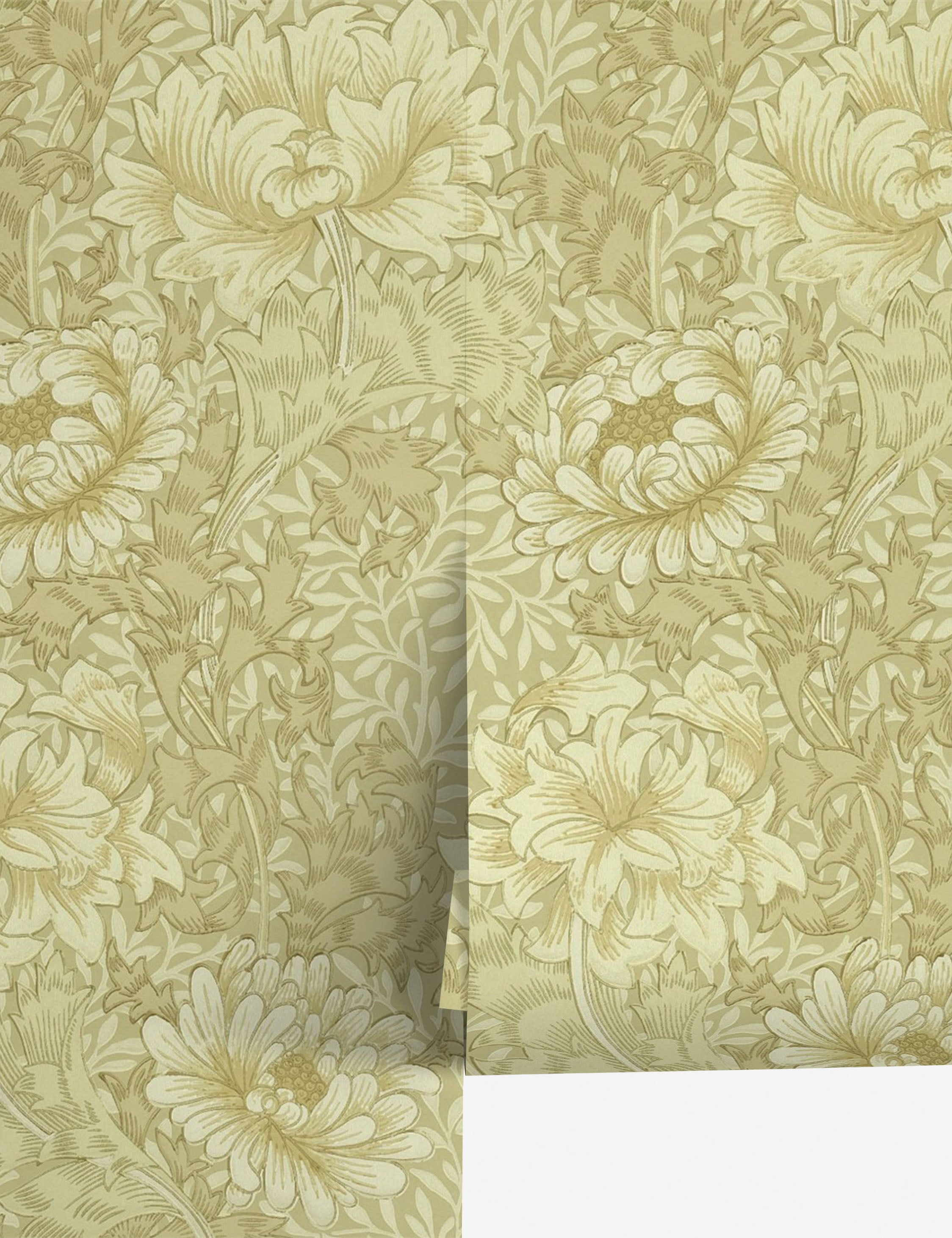 Morris & Co. Chrysanthemum Wallpaper - Vintage Floral Wall Decor for Living Room, Bedroom & Dining Area