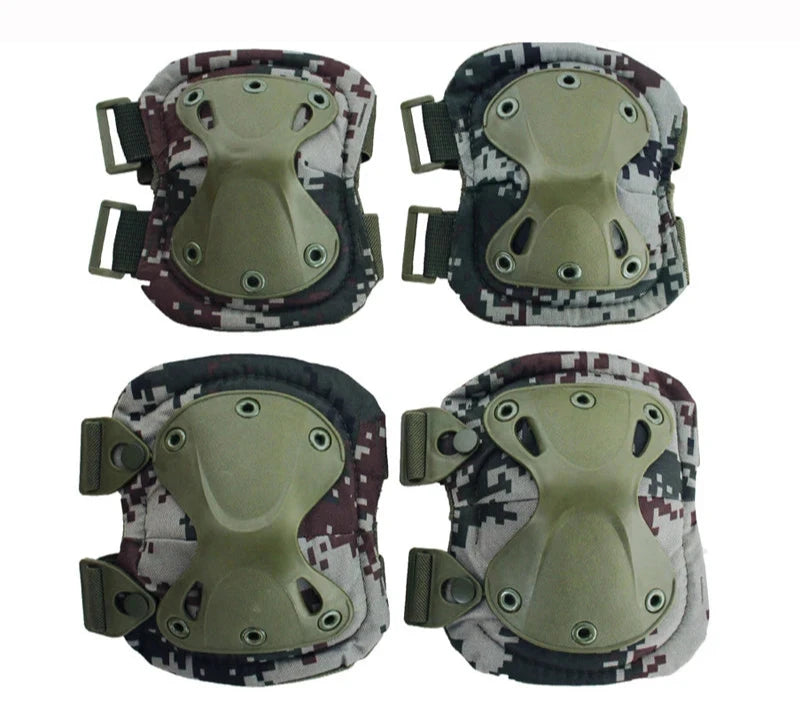 Unisex Tactical Knee and Elbow Pads Set - Camouflage Protective Gear for Hunting, Skating, Paintball & Extreme Sports - Durable Outdoor Armor for Men & Women
