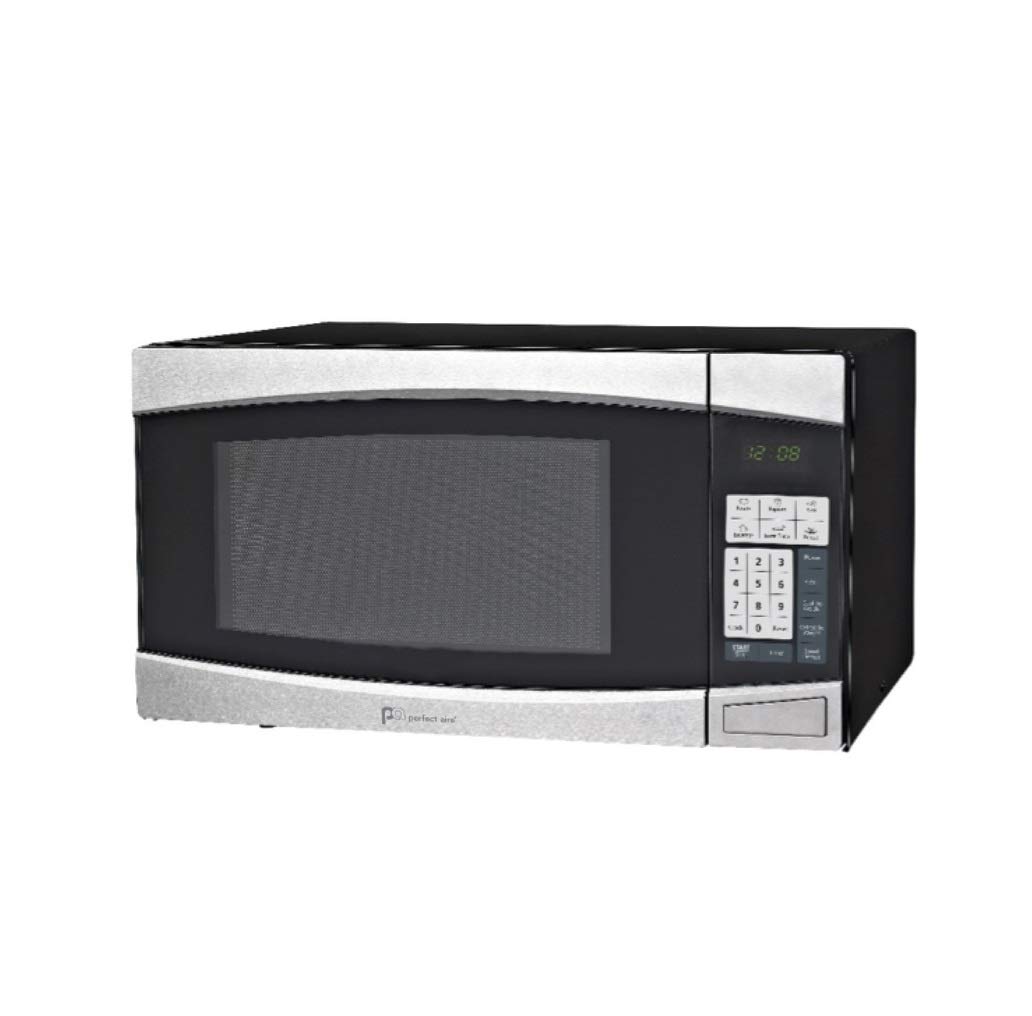 PerfectAire 1.4 cu. ft. Black and Silver 1000W Countertop Microwave Oven - Ideal for Small Kitchens, Dorms, and Office Break Rooms