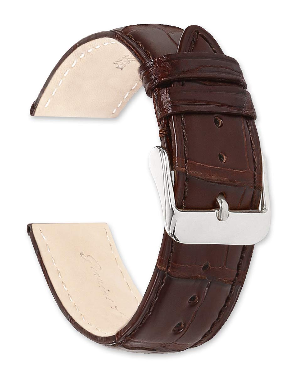 Premium 22mm Genuine Alligator Leather Watch Band - Dark Brown Luxury Watch Strap by deBeer - Perfect for Dress Watches, Business Attire & Formal Occasions