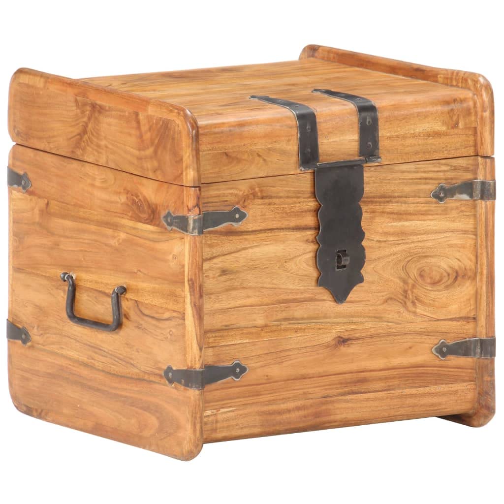 Sturdy Acacia Wood Treasure Chest Storage Box with Lock & Lid - Easy to Assemble for Home, Bedroom, Closet & Office Organization - Perfect for Jewelry, Keepsakes & Home Decor Storage