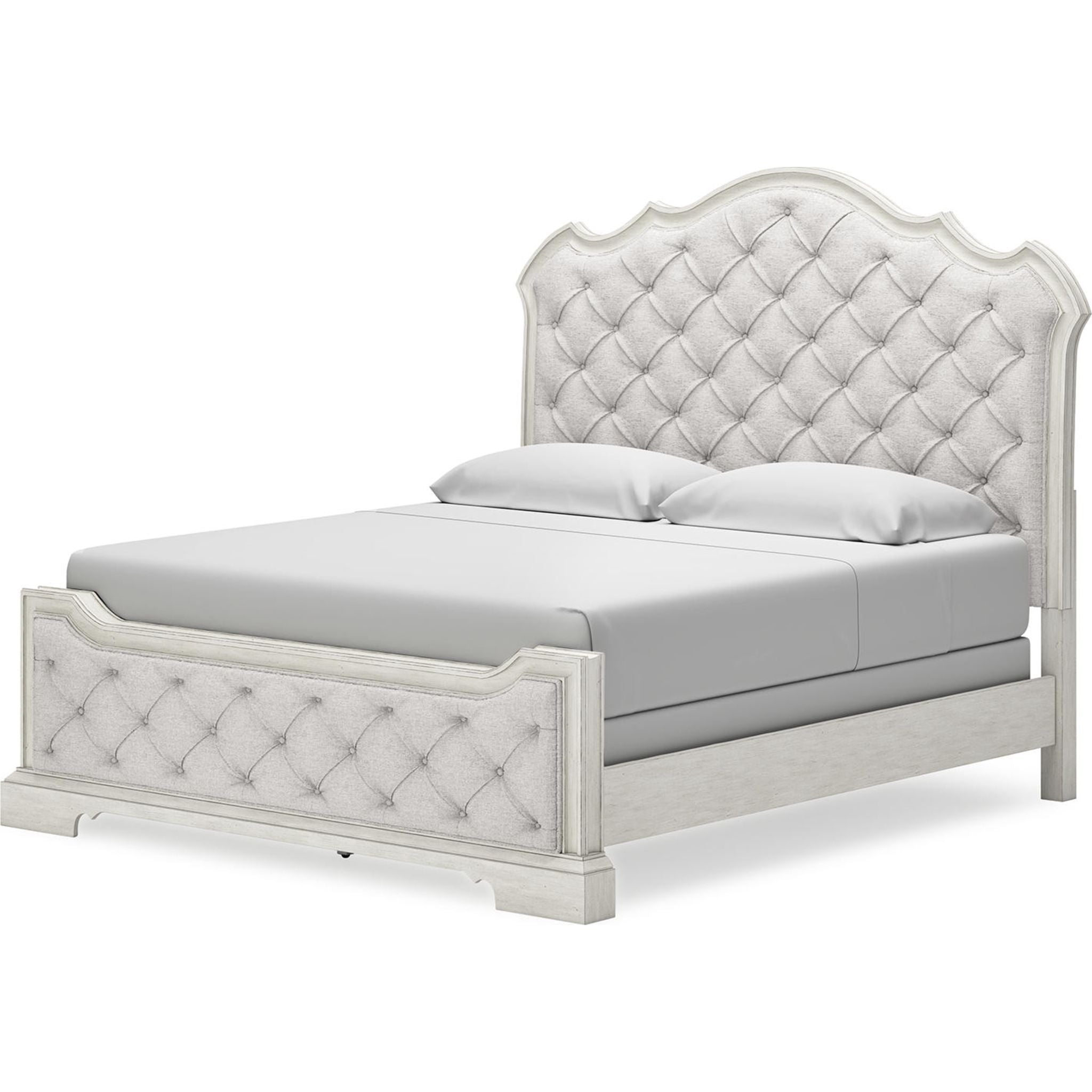 Arlendyne Upholstered Queen Bed Frame with Button Tufted Headboard - Antique White Finish for Luxurious Bedroom Decor | Perfect for Master Bedrooms, Guest Rooms & Modern Apartments