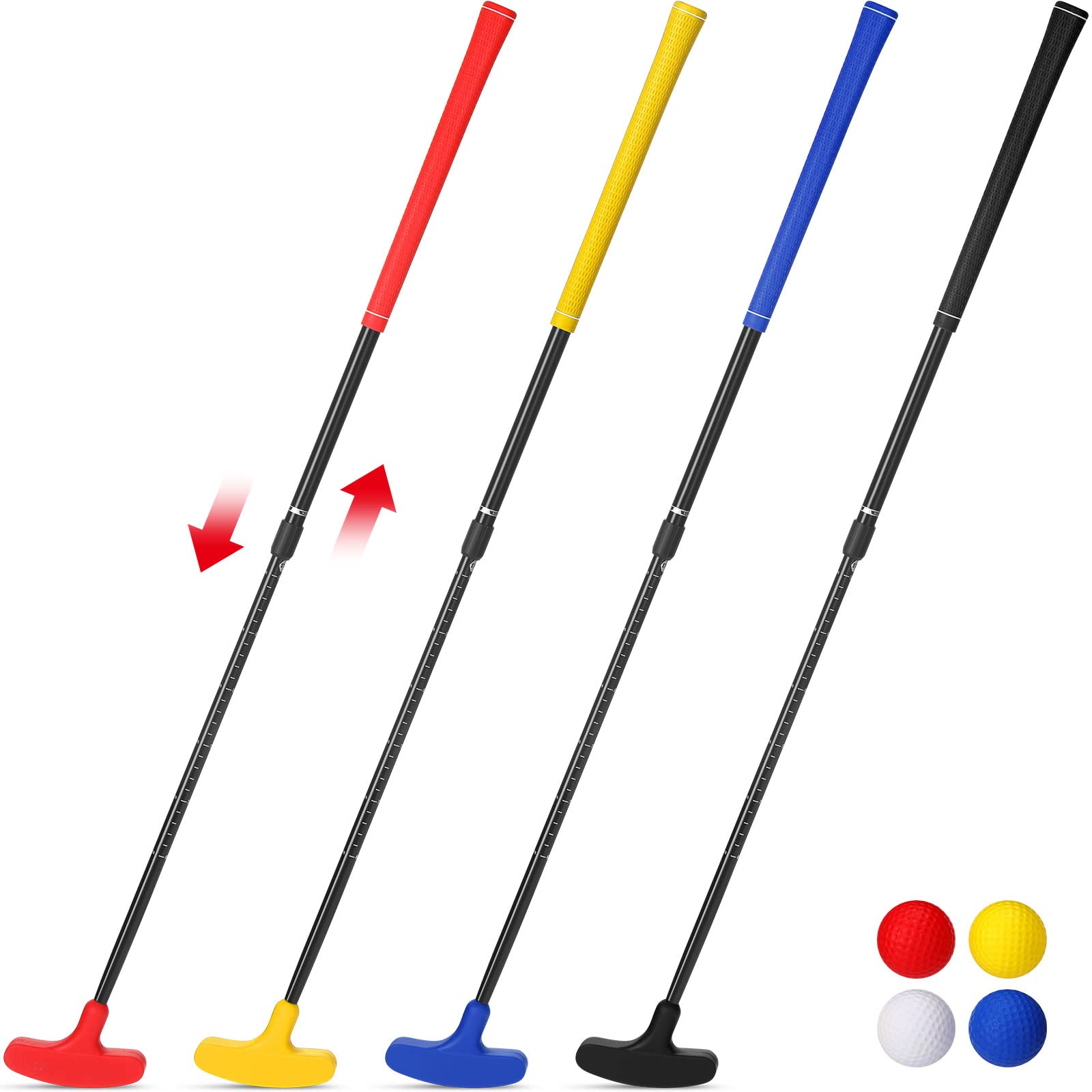 Premium Hiboom Two-Way Mini Golf Putter Set for Men, Women & Kids - Adjustable Length Right/Left Handed Putter with 4 Golf Balls - Perfect for Junior Golfers, Teenagers & Family Backyard Practice