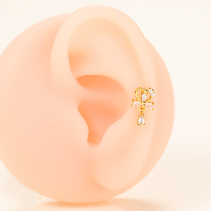 20G Cartilage Dangle Heart Stud Tragus Piercing Jewelry - Elegant Silver & Gold Earrings for Women | Perfect for Daily Wear, Parties & Gifts