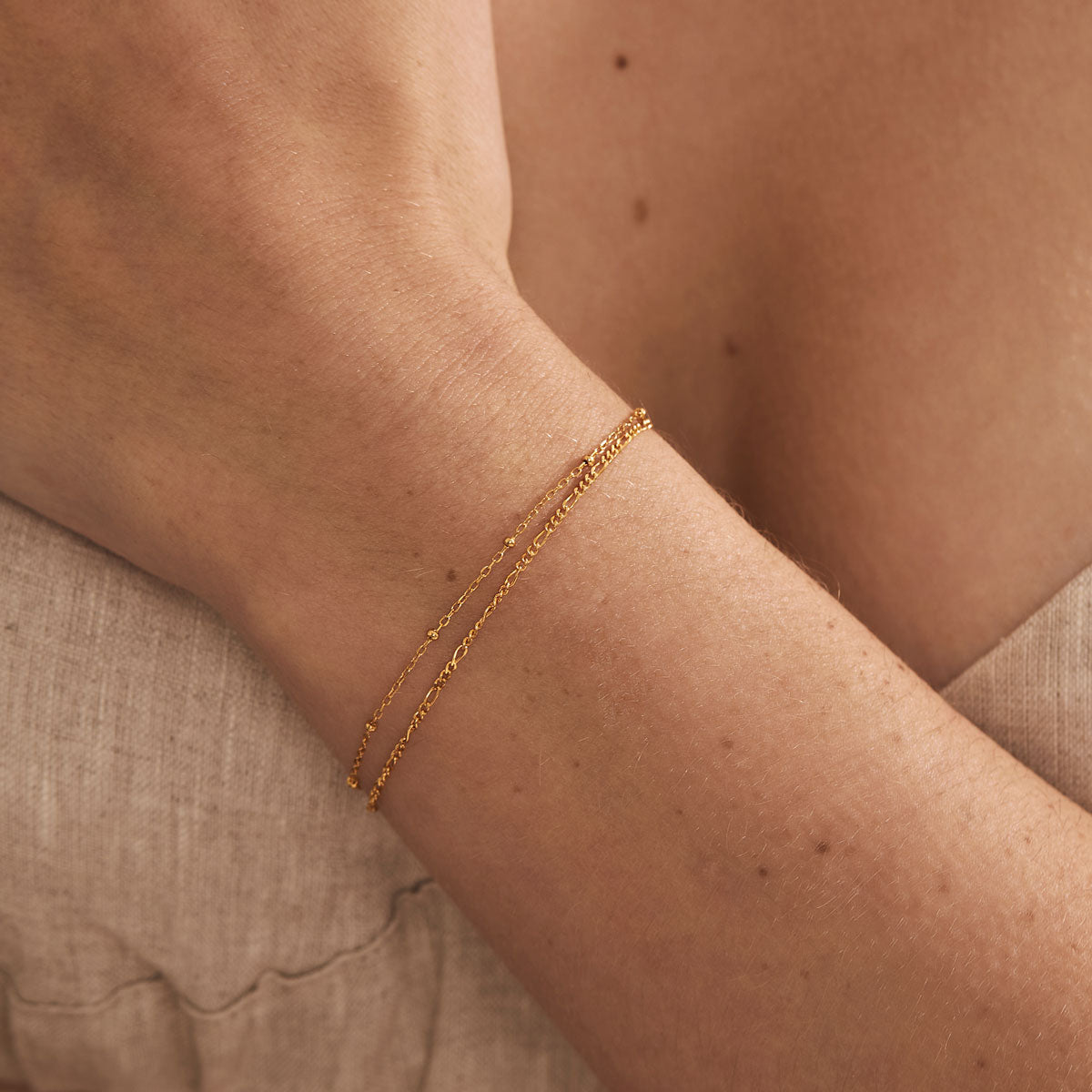 Elegant 14K Gold Twin Chain Bracelet for Women - Perfect for Everyday Wear, Date Nights & Special Occasions