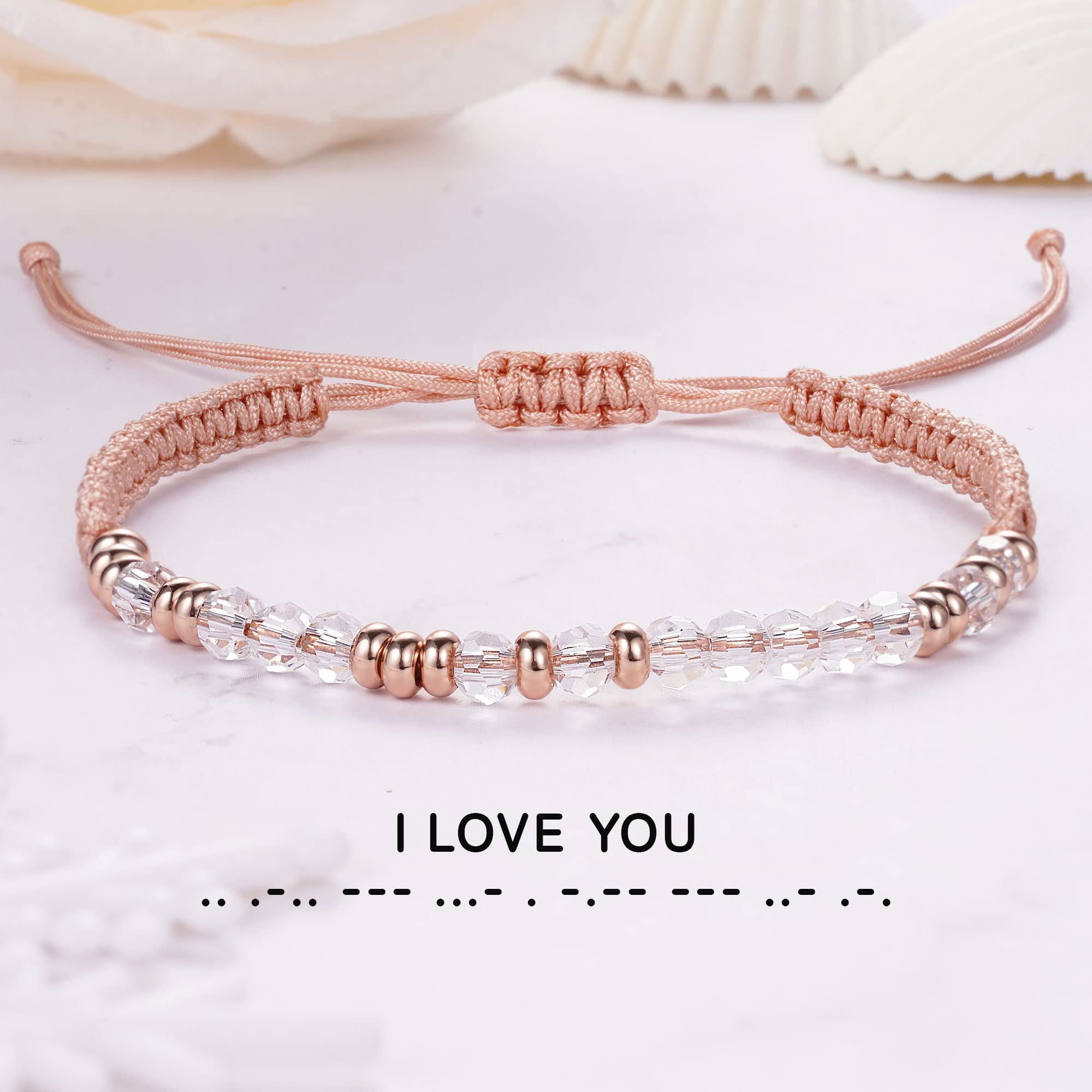 Btysun Morse Code Bracelets for Women - Inspirational Pink Braided Friendship Jewelry - Best Friend Birthday Gifts, High School Graduation Gifts, Christmas Stocking Stuffers for Teens & Moms - Perfect for Everyday Wear, Special Occasions & Meaningful Gifting