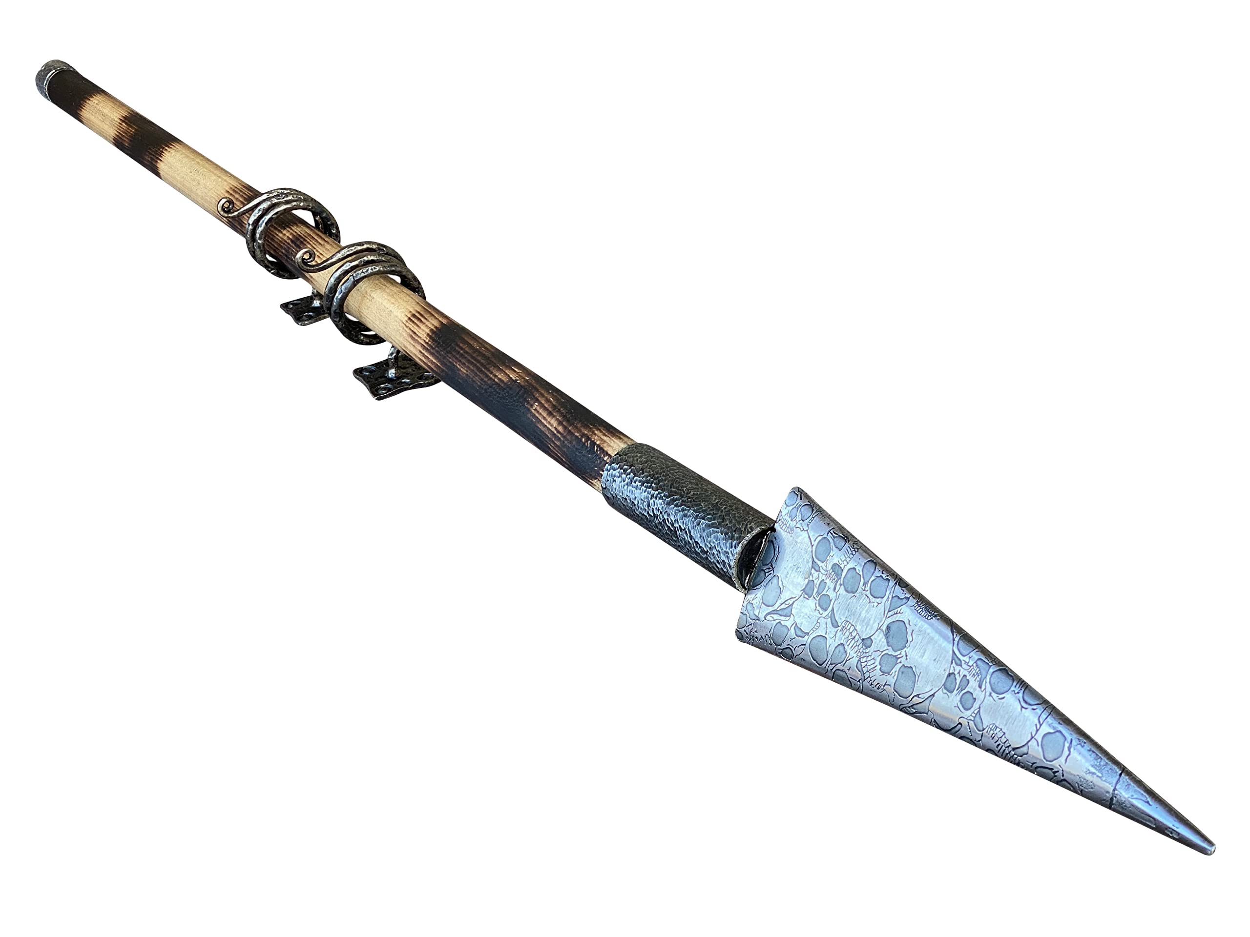 Viking Spear with 2 Wall Mounts & Etched Skulls - Medieval Weapon for Cosplay, Viking Gift, Home Decor | Perfect for LARP, Theater Props, and Norse-Themed Room Display