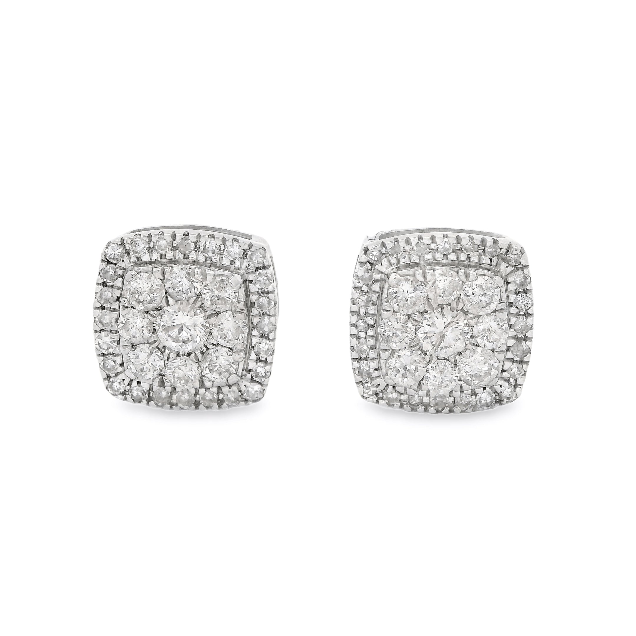 14K White Gold Square Diamond Stud Earrings for Women - Elegant & Timeless Jewelry Gift for Weddings, Anniversaries & Special Occasions