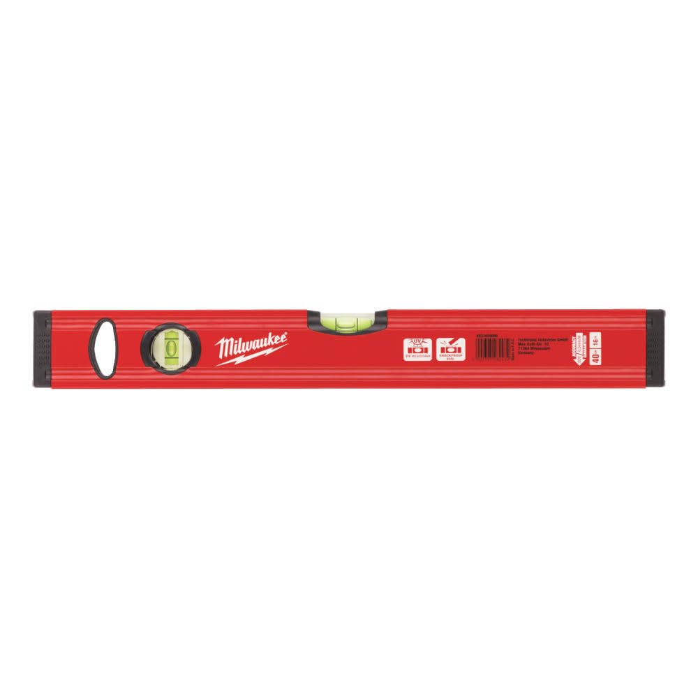Milwaukee Magnetic REDSTICK Slim Box Level 40cm (16 Inch) - High Precision Aluminum Tool for Construction, Carpentry & DIY Projects - Perfect for Framing, Plumbing & Electrical Work