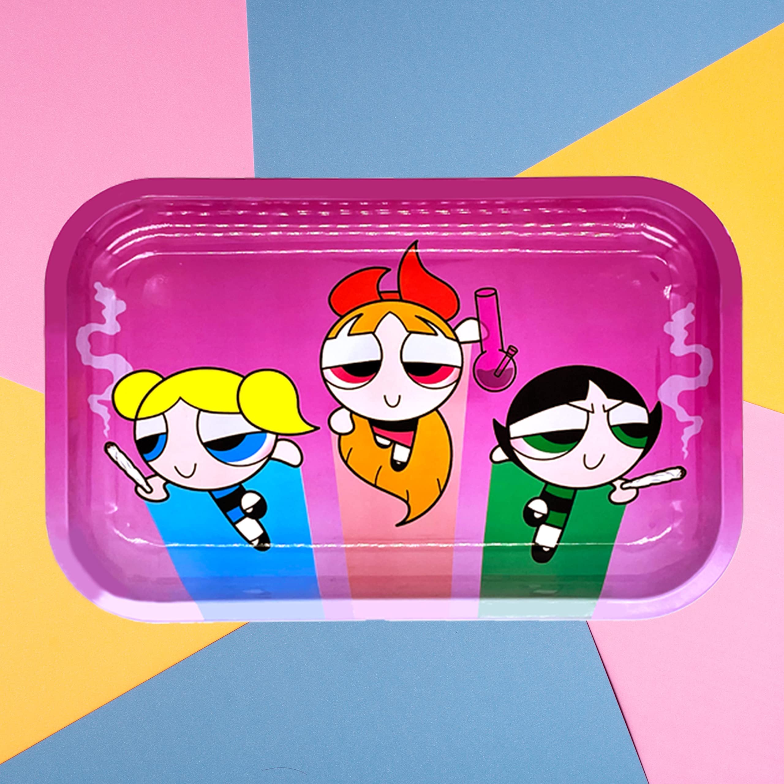 Pink Rolling Tray for Women - Premium Large Metal Rolling Tray with Cute Design - Unique Gifts for Girls, Mom & Travel Accessories - 11.3