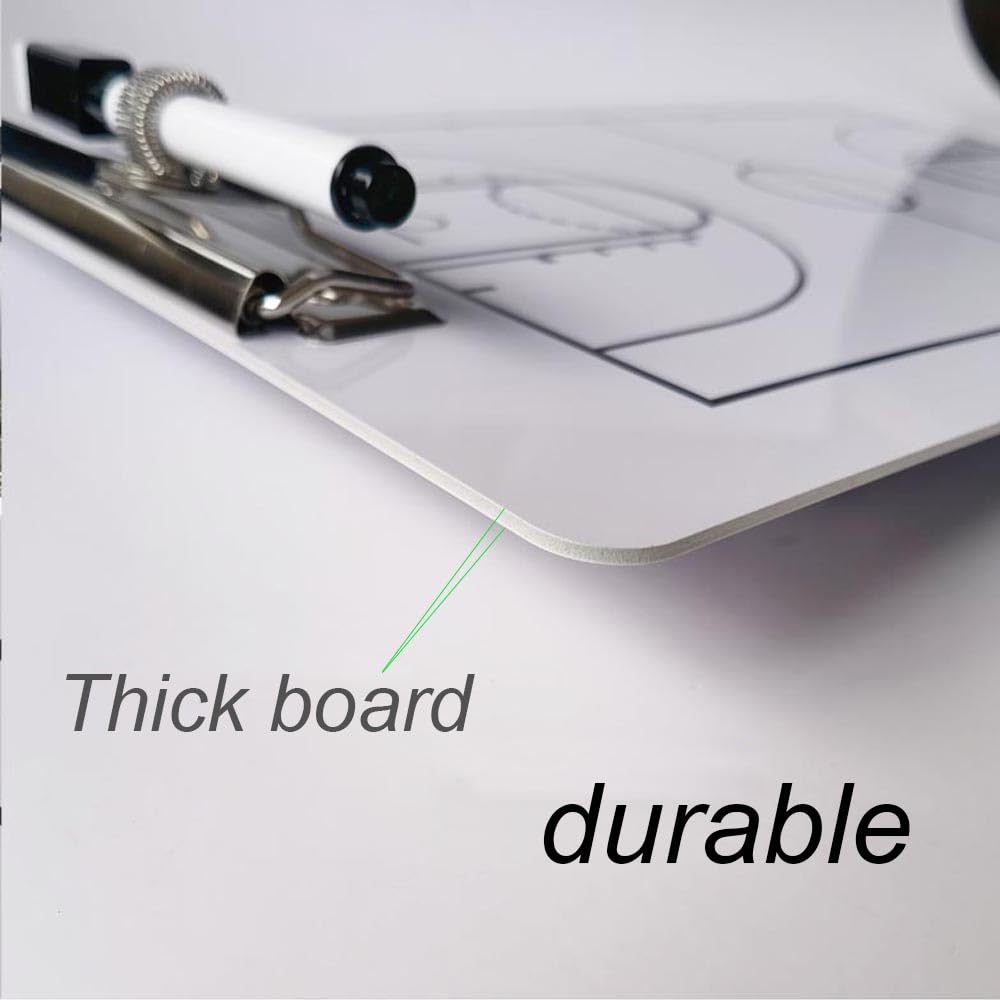 Basketball Coach Clipboard - Double-Sided Dry Erase Whiteboard with Marker Pen | Basketball Coaching Clipboard for Play Diagrams & Game Strategies | Perfect for Coaches, Trainers & Players During Practice & Games