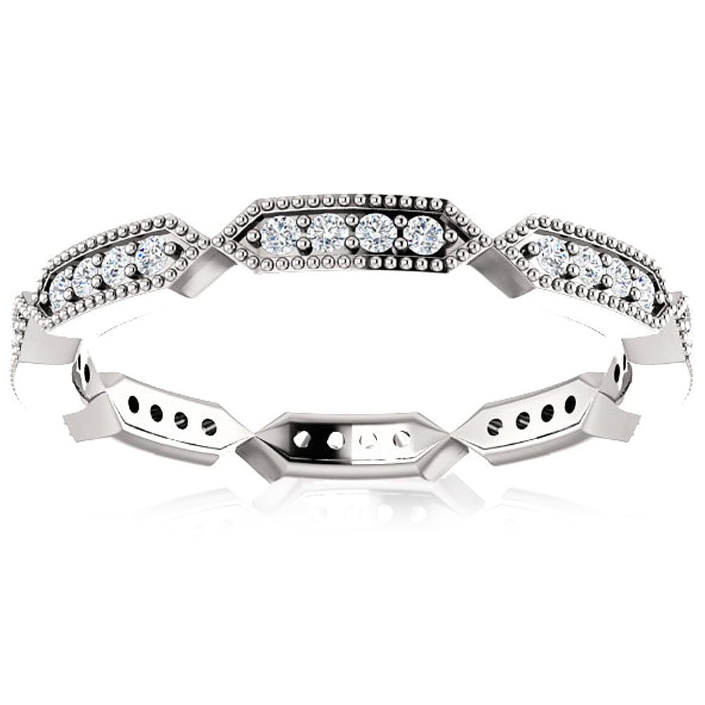 1/4 Carat Diamond Eternity Ring in 10K White Gold - Stackable Women's Wedding Band for Anniversary, Engagement & Everyday Elegance