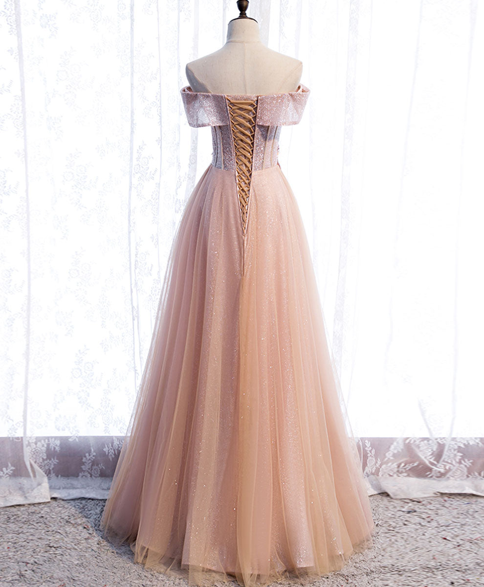 Elegant Pink Tulle Sequin Beaded Long Prom Dress for Women - Formal Evening Gown for Homecoming, Quinceañera, Wedding & Special Occasions
