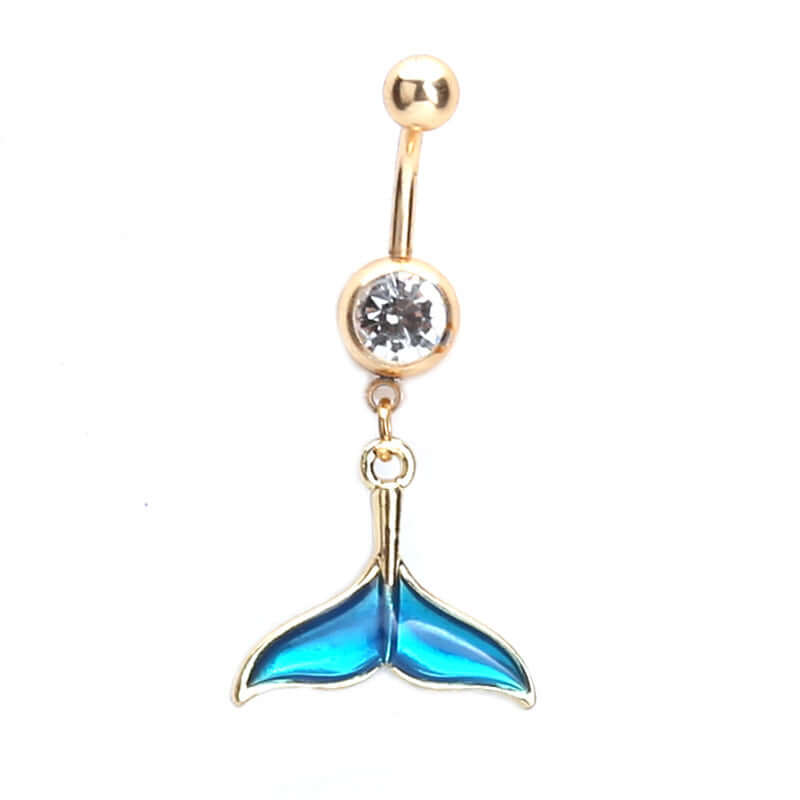 14G Mermaid Tail Belly Button Rings - Stainless Steel Top Mount Navel Piercing Jewelry for Women | Perfect for Beach, Pool Parties & Summer Fashion