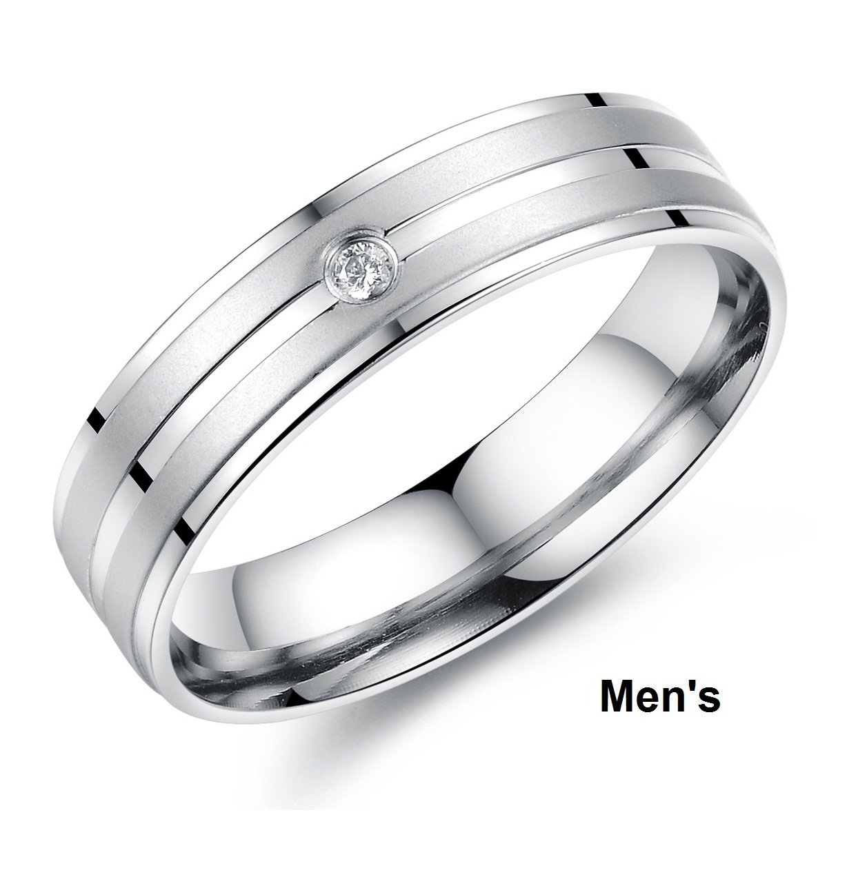 His & Hers Matching Titanium Stainless Steel Wedding Band Set - Elegant Couple Rings in Gift Box for Anniversary, Engagement, or Romantic Gift