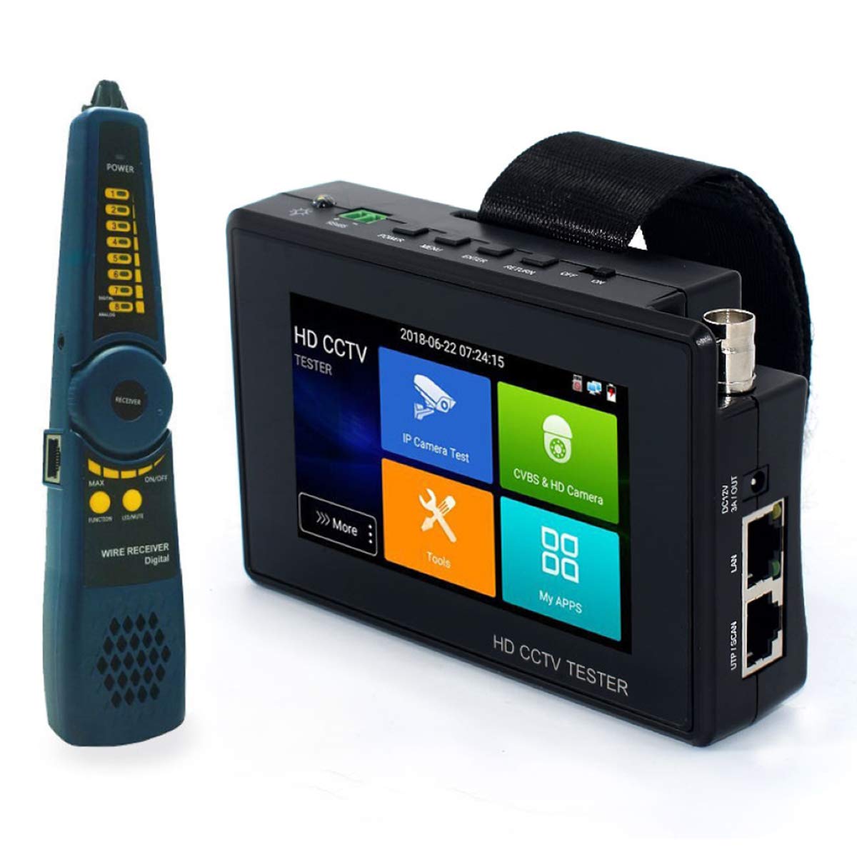 4 Inch Touch Screen H.265 4K IP Camera Tester - Portable CCTV CVBS Analog Tester with Built-in WiFi, POE, 8GB TF Card, HDMI Output & RJ45 TDR - Ideal for Security Camera Installation & Maintenance (Wrist-Mounted IPC Tester)
