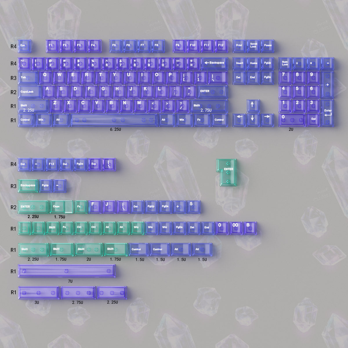 Premium PC Material UV Printed Mechanical Keyboard Keycaps - High Color Transparency, OEM Quality Keycap Set for Gaming & Typing